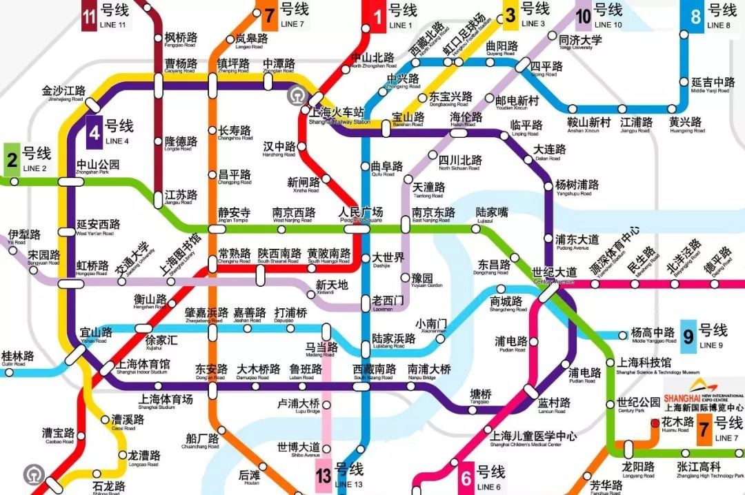 上海各区域地铁指示图